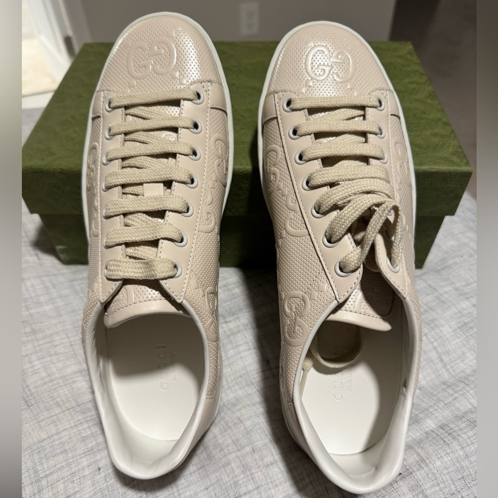 Gucci Cream GG Embossed Sneakers